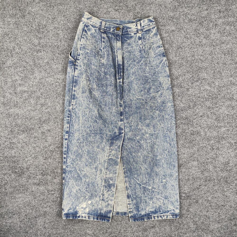 Vintage Rivington Skirt Juniors 7/8 Blue Denim Acid Wash High Waist Midi 90s